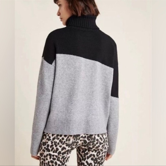 Anthropologie Black/Grey Color Block Turtleneck - Picture 2 of 6
